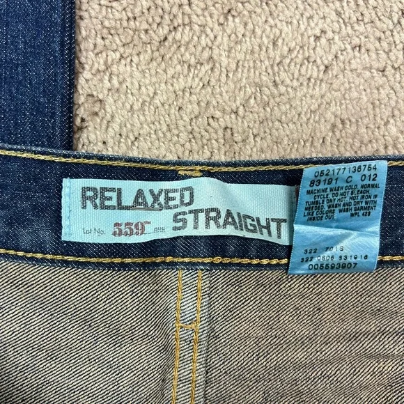 Levi's 559 Relaxed Jeans Straight Leg Men's 38x34 Dark Blue Jeans Denim - Picture 3 of 10